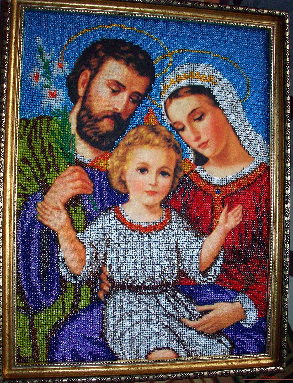 Вышивка биером иконы: Святое семейство