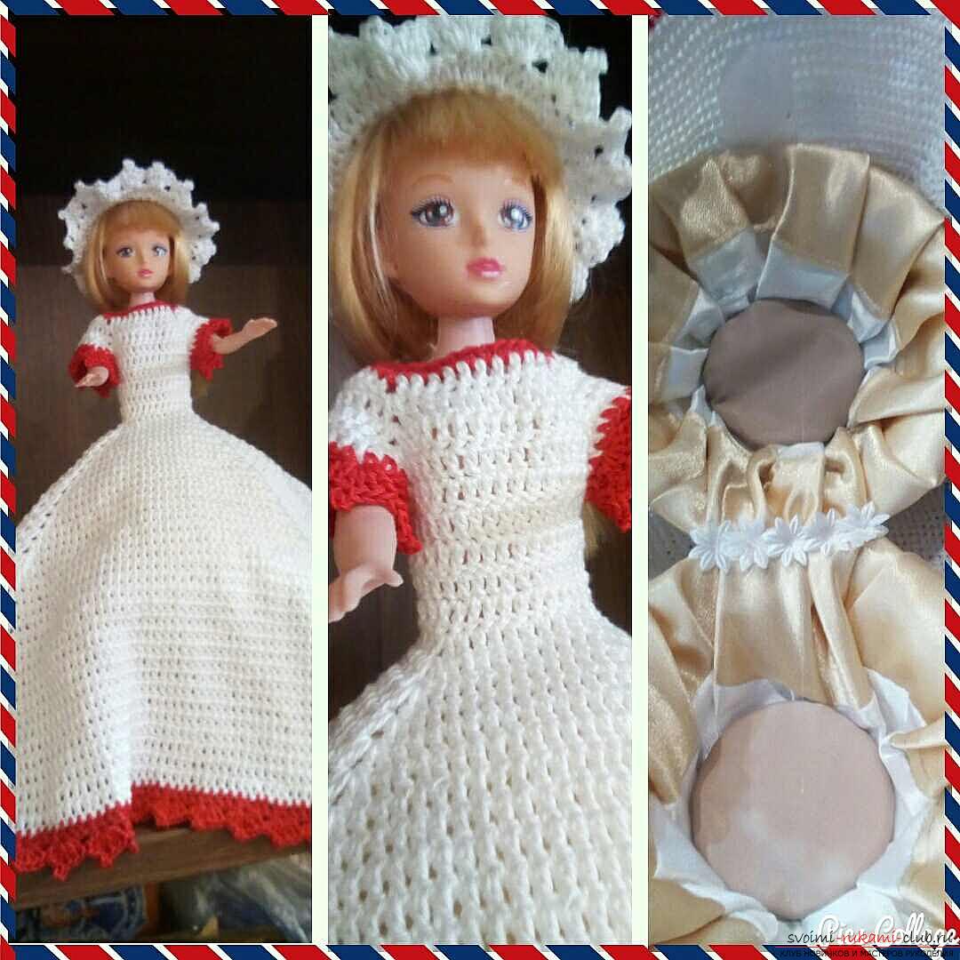 Кукла-шкатулка в вязаном платье
