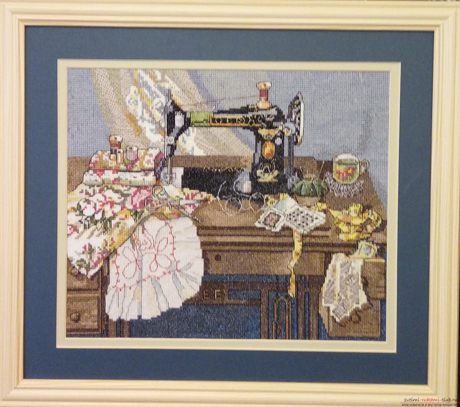 Вышивка крестом картины Швейная машинка