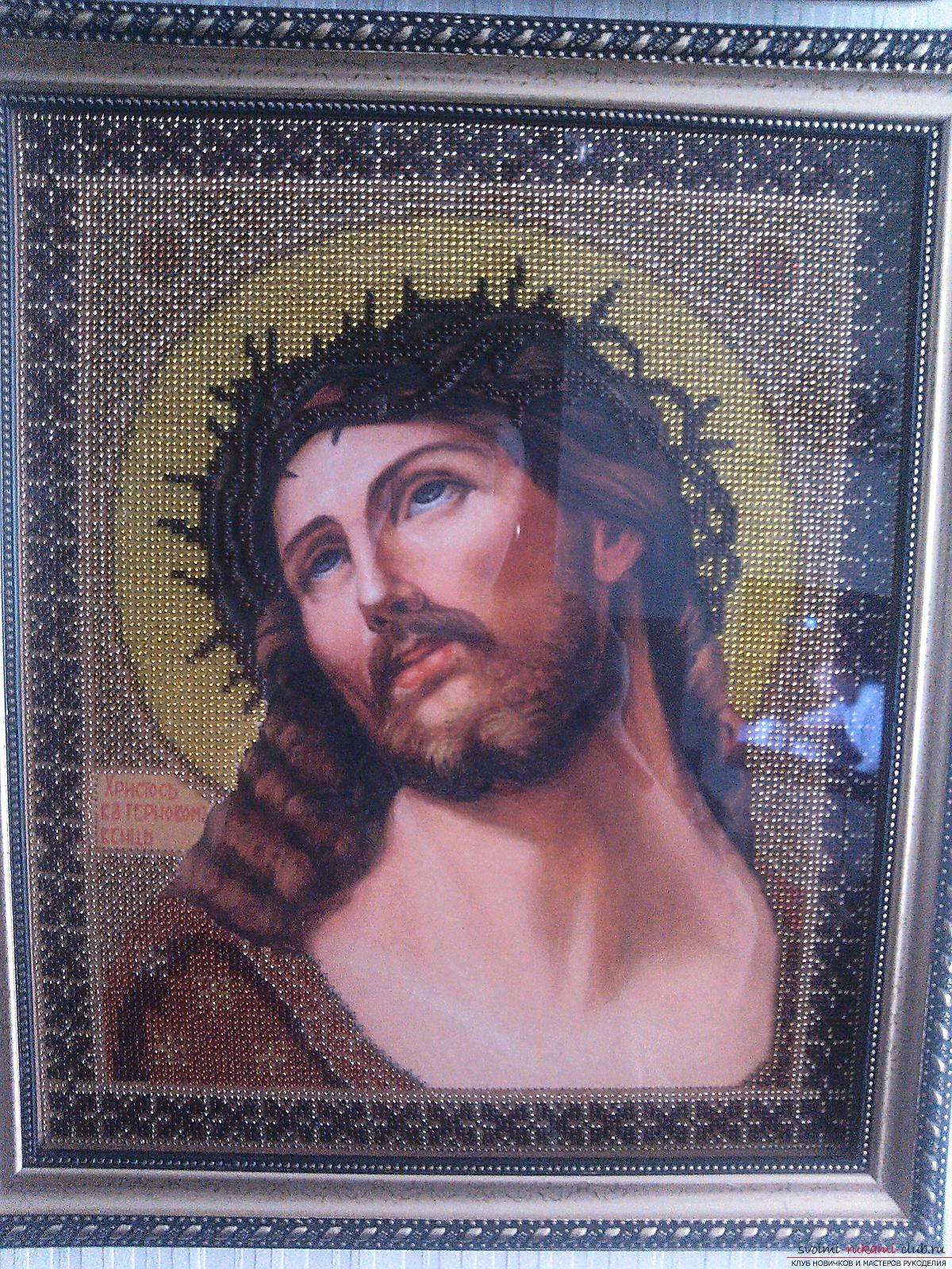 Вышитая икона «Христос с терновым венцом»