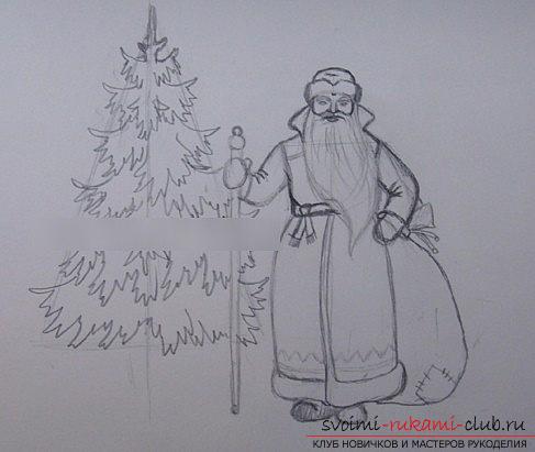 Урок новогоднего рисования Снегурочки и Деда Мороза. Фото №5