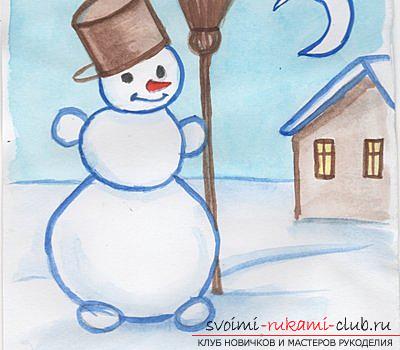 Рисуем Снегурочку, Деда Мороза и ёлочку своими руками. Фото №11