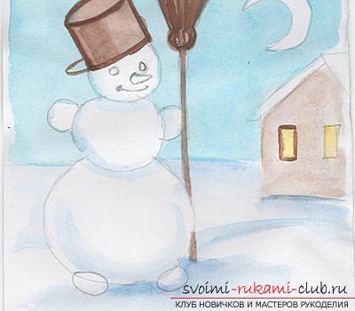 Рисуем Снегурочку, Деда Мороза и ёлочку своими руками. Фото №10