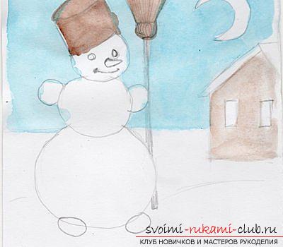 Рисуем Снегурочку, Деда Мороза и ёлочку своими руками. Фото №9