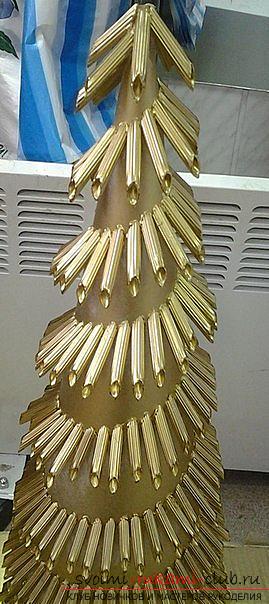 Новогодняя елка своими руками, новогодняя елка из ткани, как сделать новогоднюю елочку своими руками, елка из конфет, мастер-классы по изготовлению елок.. Фото №26