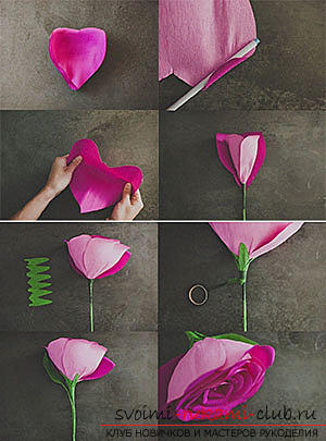 Цветы своими руками, как сделать цветок из бумаги своими руками, цветы из гофрированной бумаги, советы, рекомендации, пошаговая инструкция выполнения.. Фото №8