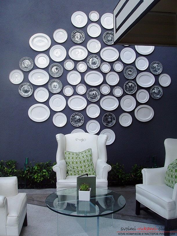 Советы по декорированию стен с помощью тарелок своими руками, рекомендации и фотоиллюстрации к различным способам декора.. Фото №12