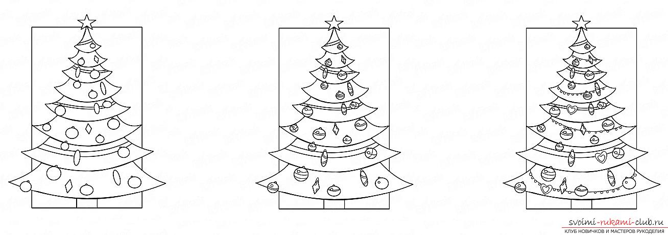 Как нарисовать новогоднюю елку карандашом, поэтапные фото рисования и описание процесса