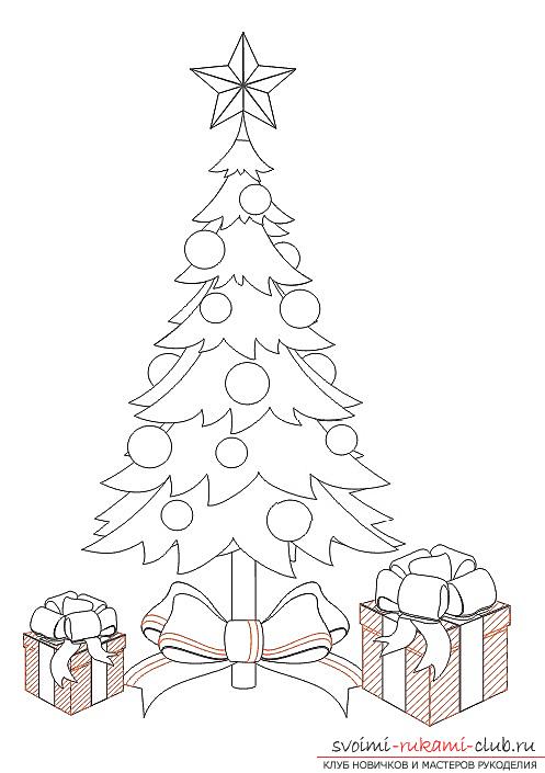 Как нарисовать новогоднюю елку карандашом, поэтапные фото рисования и описание процесса. Фото №13