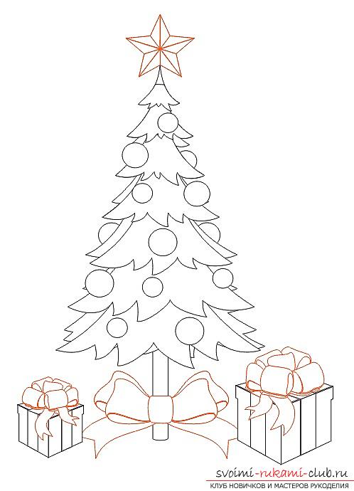 Как нарисовать новогоднюю елку карандашом, поэтапные фото рисования и описание процесса. Фото №12