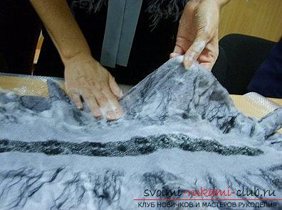 Техника создания шарфа с помощью валяния из шерсти - мокрое валяние для начинающих. Фото №10