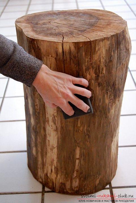 Использование дерева в интерьере: как самостоятельно изготовить небольшой столик из пня.. Фото №5