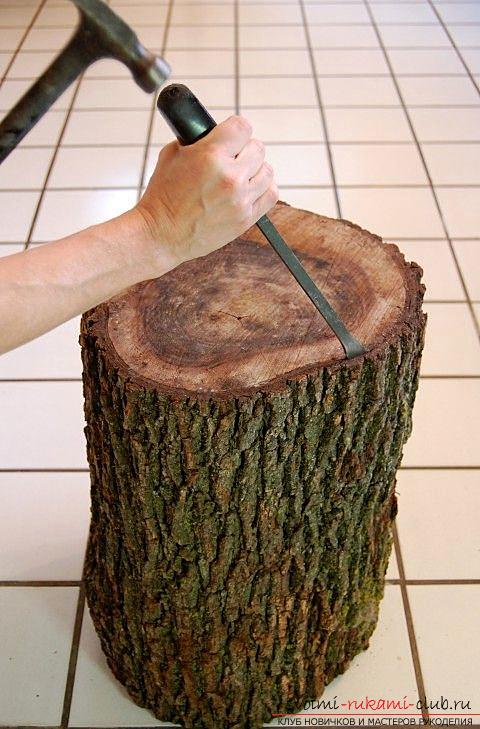 Использование дерева в интерьере: как самостоятельно изготовить небольшой столик из пня.. Фото №3
