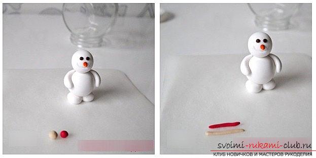 Делаем фигурку снеговика из полимерной глины - мастер-класс своими руками. Фото №6