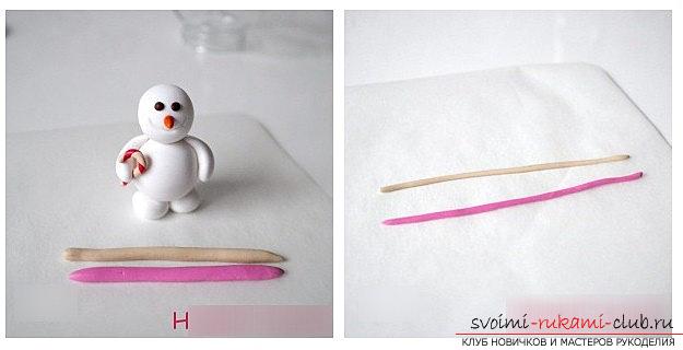 Делаем фигурку снеговика из полимерной глины - мастер-класс своими руками. Фото №7