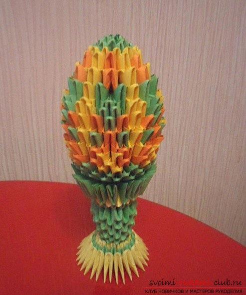 Как сделать сувенир с пасхальной тематикой в технике модульного оригами, пошаговые фото и описание создания пасхального яйца. Фото №2