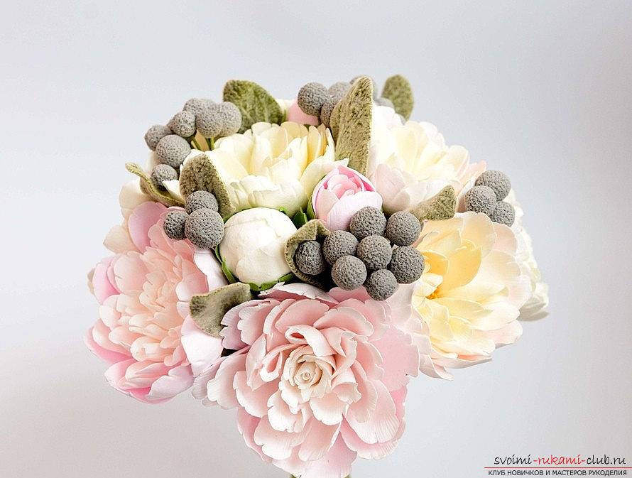 Букет из роз и лилий - цветы из полимерной глины и полимерные цветы своими руками. Фото №5