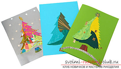 Как сделать открытки к Новому Году своими руками, пошаговые фото и описание создания открыток в технике квилинг, айрис фолдинг, оригами. Фото №3