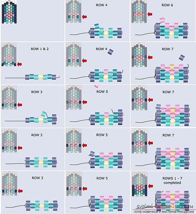 Самые простые техники плетения бисером (игольчатая, петлевая, монастырская, кирпичная), схемы и описание работы. Фото №4