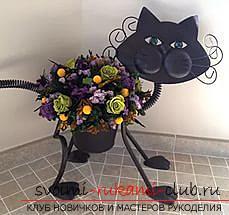 Цветочная композиция "Черный кот"