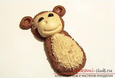 Новогодняя обезьянка из полимерной глины - уроки для подарков 2016 года своими руками. Фото №3