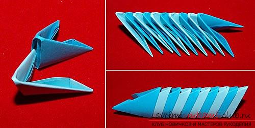 Модульное оригами, как влияет на человека занятия модульным оригами, изготовление модулей треугольной формы, а также создание стрекозы в технике оригами.. Фото №21