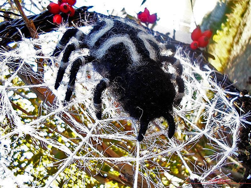Декоративный венок в виде паутины и паук для нее своими руками, пошаговая инструкция к изготовлению.. Фото №1