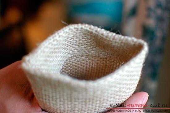 Поэтапное изготовление декоративного мешочка для кофе своими руками с использованием натуральных материалов.. Фото №3