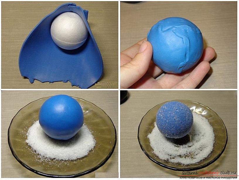 Как сделать из полимерной глины елочную игрушку - шар, подробное описание и пошаговые фото работы. Фото №2