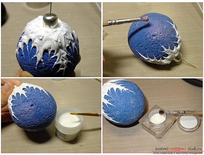Как сделать из полимерной глины елочную игрушку - шар, подробное описание и пошаговые фото работы. Фото №4