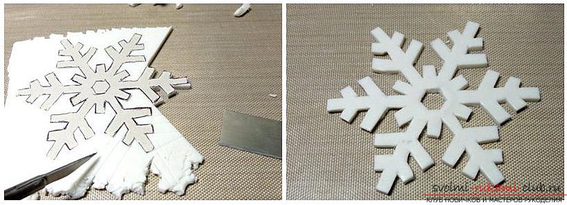 Как сделать елочное новогоднее украшение - снежинку из полимерной глины, подробное описание и пошаговые фото работы. Фото №3