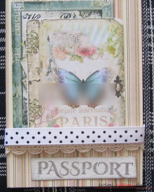 Украшение обложки на паспорт в виде Парижского мотива - пошаговый скрапбукинг. Фото №4