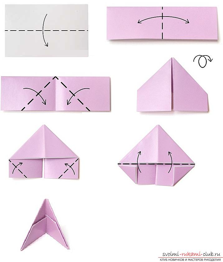 Как сделать красивую поделку в технике модульного оригами, пошаговые фото и описание работы по созданию очаровательного снеговичка и яркого лебедя из модулей разного цвета. Фото №1