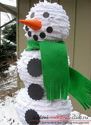 Новогодние поделки, детские новогодние поделки своими руками, как сделать снеговика из бумаги своими руками, примеры и инструкции по выполнению.. Фото №9