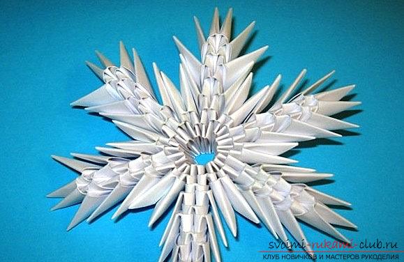 Снежинка из модулей оригами - формирование снежинок на основе схемы оригами. Фото №2