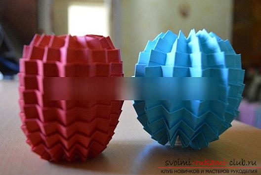 Урок оригами новогодней бумажной игрушки и мастер-класс новогоднего рукоделия. Фото №8