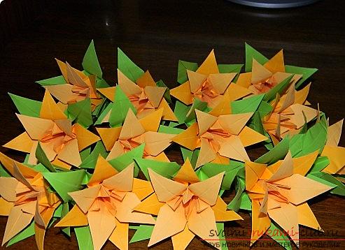 Схема сборки цветка лилии оригами. Фото №7