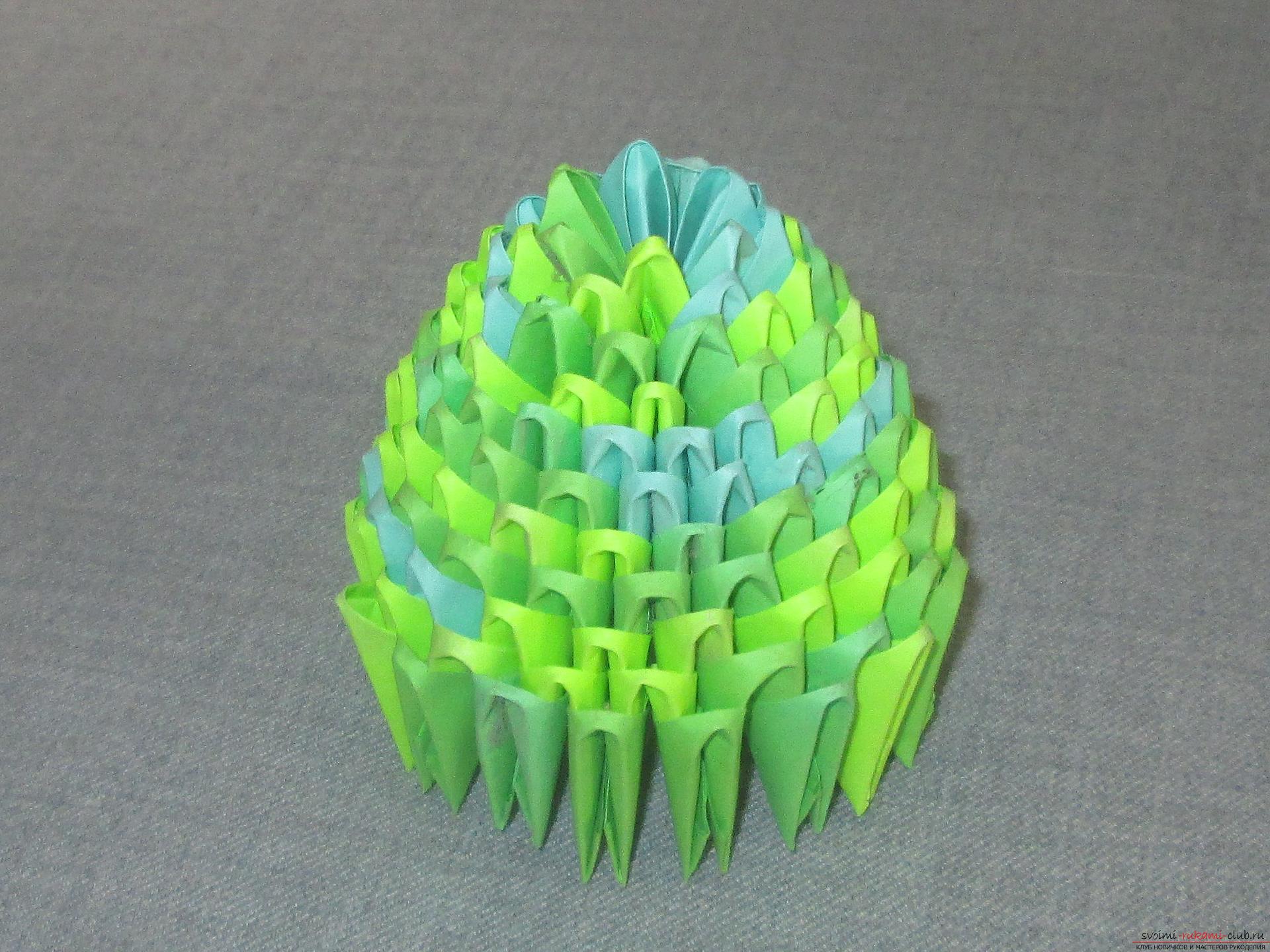 Данный подробный мастер-класс модульного оригами с пошаговыми фото содержит схему сборки березы из бумаги.. Фото №17