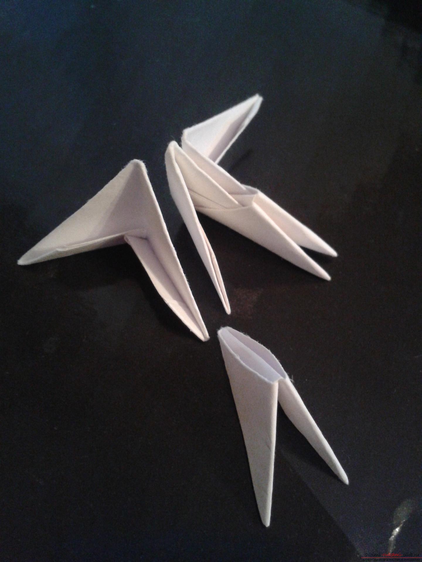 Данный мастер-класс содержит подробную схему и описание модульного оригами - лебедя из модулей.. Фото №20