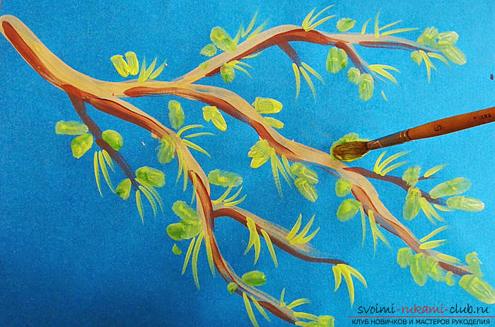 Поэтапное рисование гуашью весенней яблоневой ветки - это простое и доступное занятие