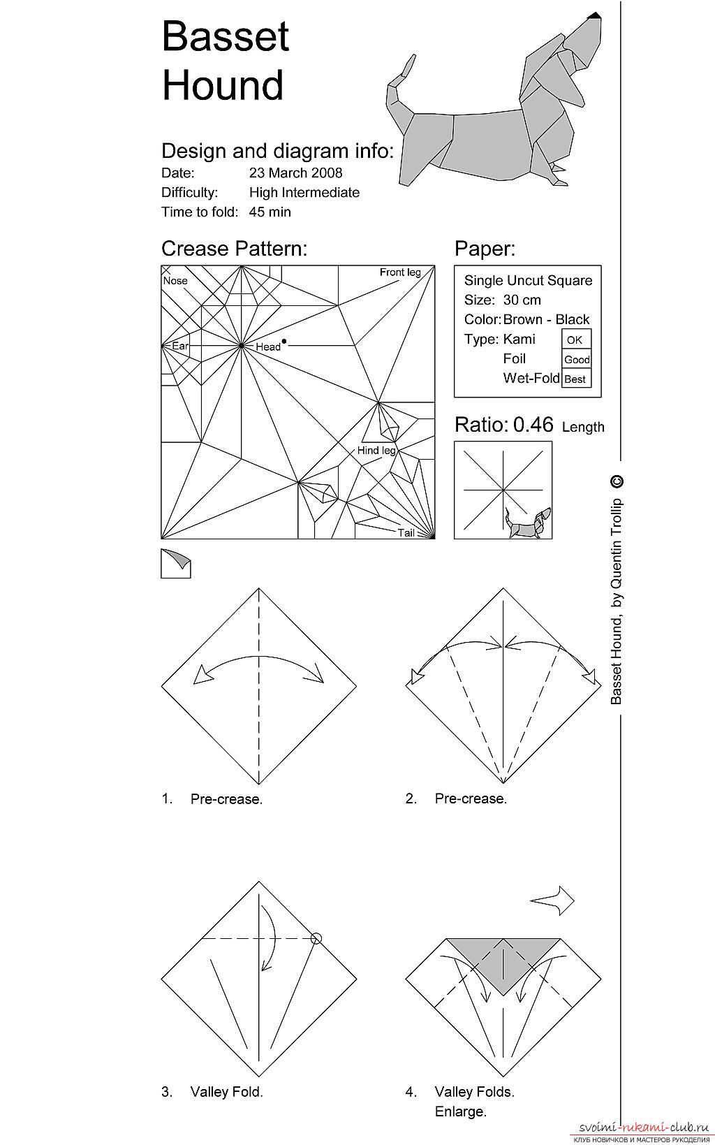 Схемы сложения фигурок собак в технике оригами. Фото №5