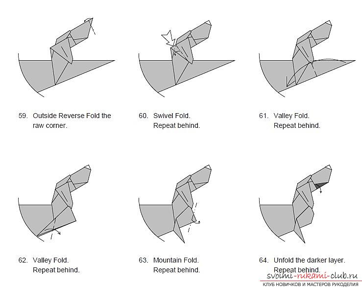 Схемы сложения фигурок собак в технике оригами. Фото №14