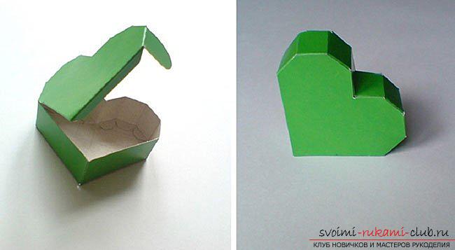 Коробочка в виде сердечка в технике оригами. Фото №5