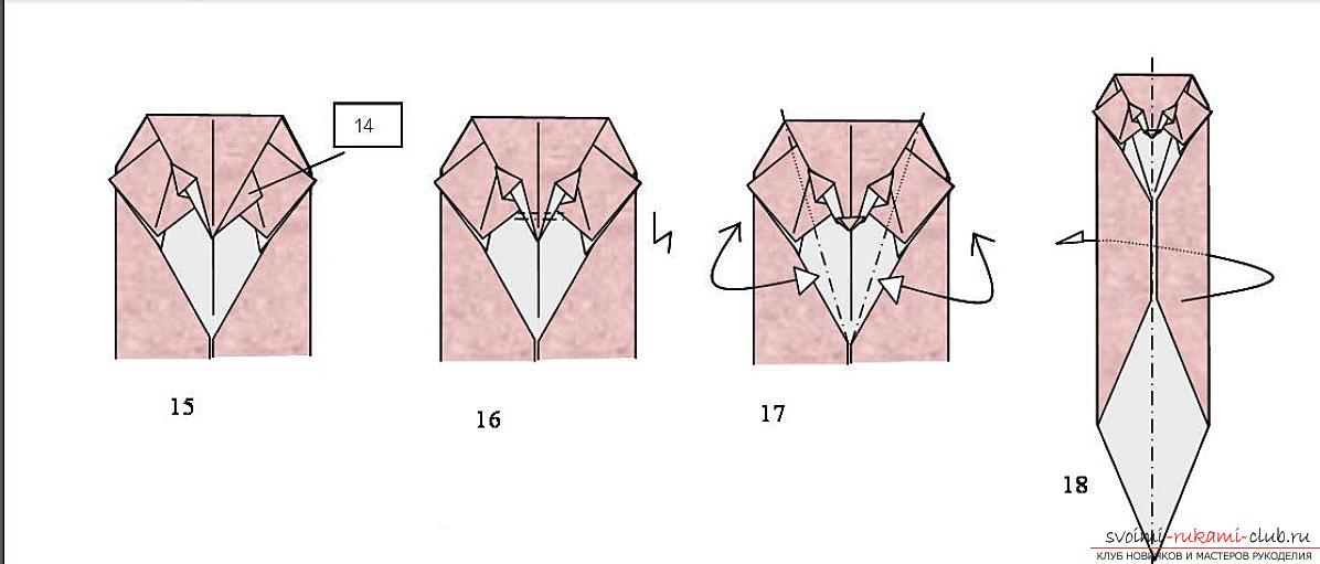 Простые схемы для сложения котов в технике оригами. Фото №6