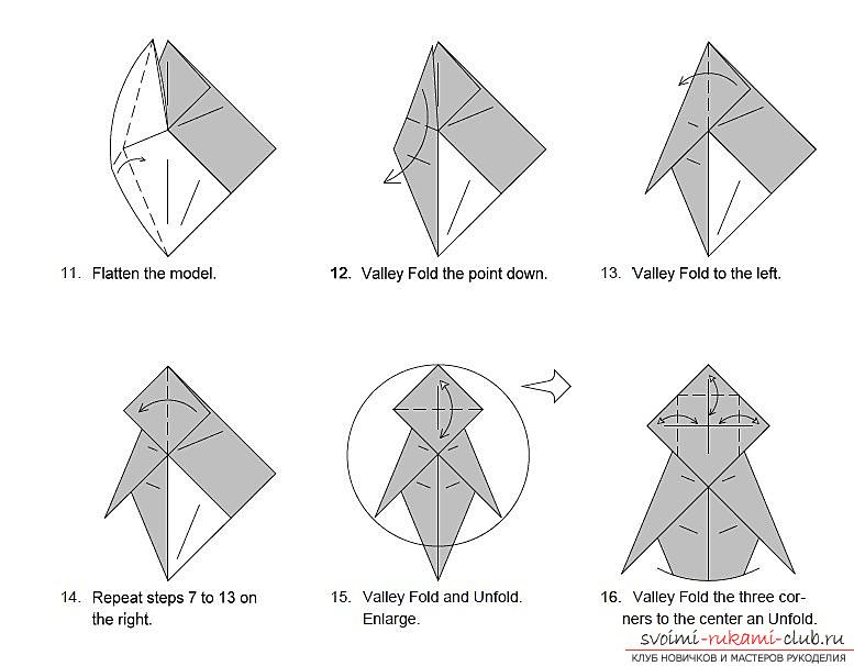Схемы сложения фигурок собак в технике оригами. Фото №7