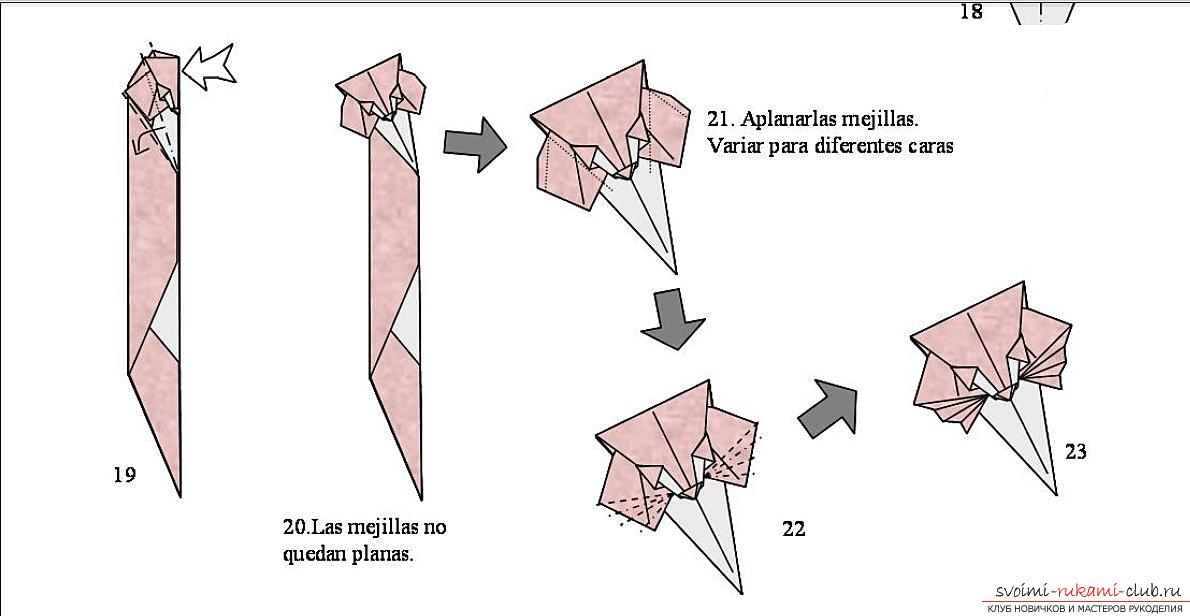 Простые схемы для сложения котов в технике оригами. Фото №7