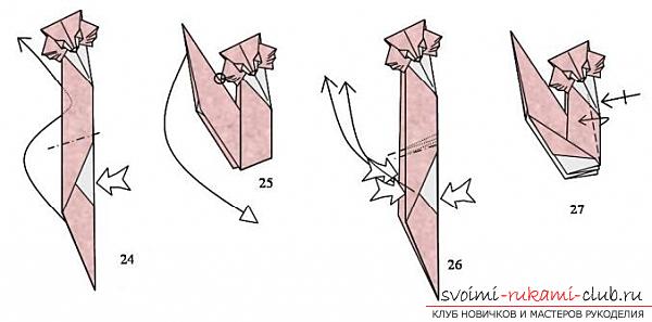 Простые схемы для сложения котов в технике оригами. Фото №8