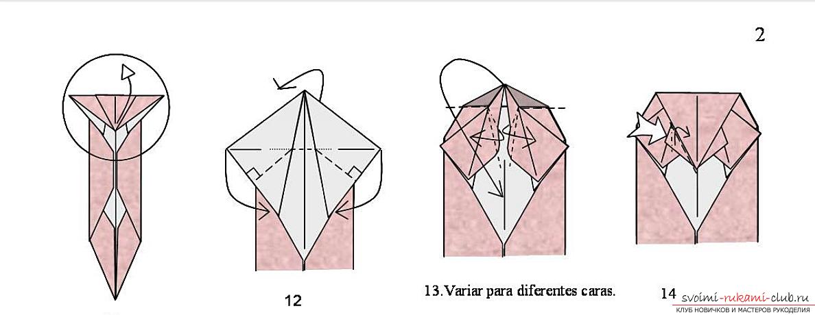 Простые схемы для сложения котов в технике оригами. Фото №5