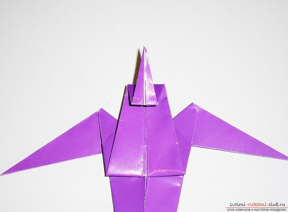 Поделка ласточка из бумаги в технике оригами. Фото №28