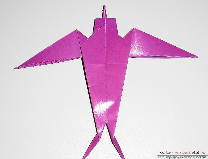 Поделка ласточка из бумаги в технике оригами. Фото №31